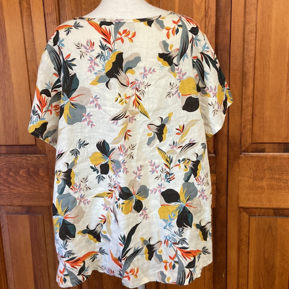 Cynthia Rowley Curve Floral Scoop Neck Linen Popover Top NWT 2XL - Picture 4 of 12